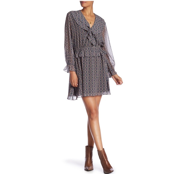 Scotch & Soda Ruffle Chiffon Long Sleeve Dress - Picture 11 of 11